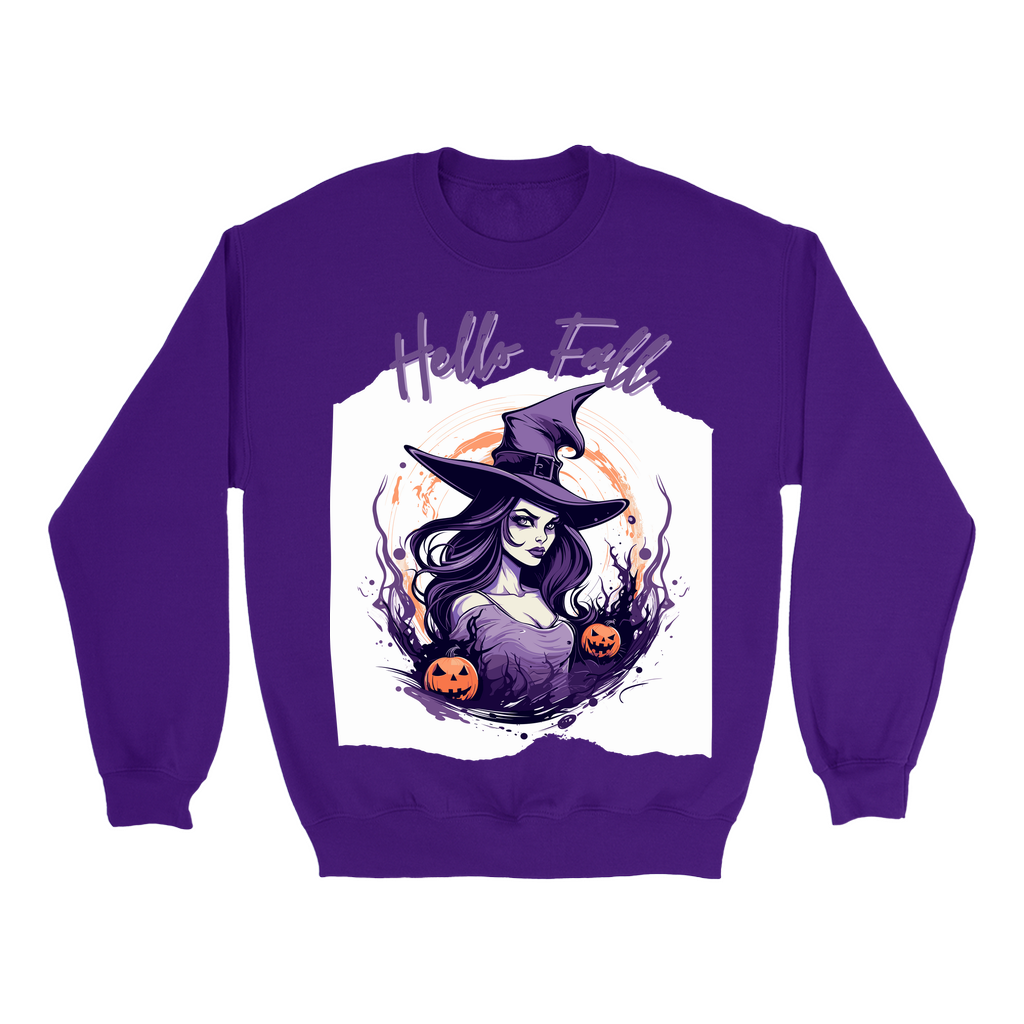 Explore our bewitching collection of Halloween sweatshirts, showcasing the mysterious allure of a witch on the front.