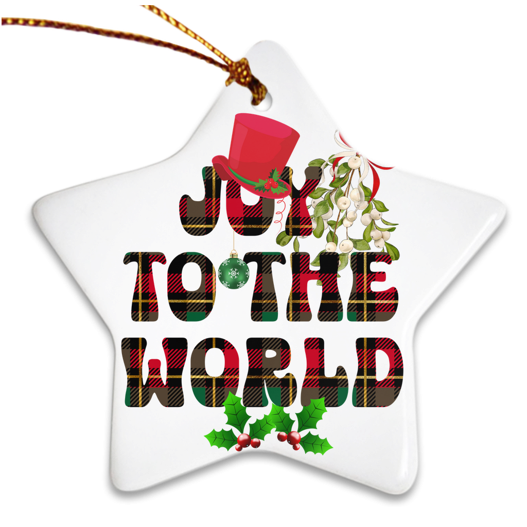 Exquisite Christmas Porcelain Ornaments with “Joy to the world”; a stunning addition to your holiday decor.