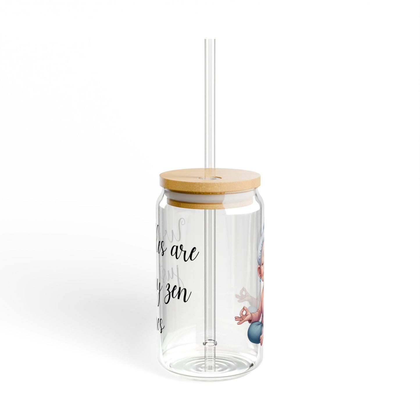 Our "Grandma Yoga" Collection Sipper Glass with Bamboo Lid and Tritan Straw!