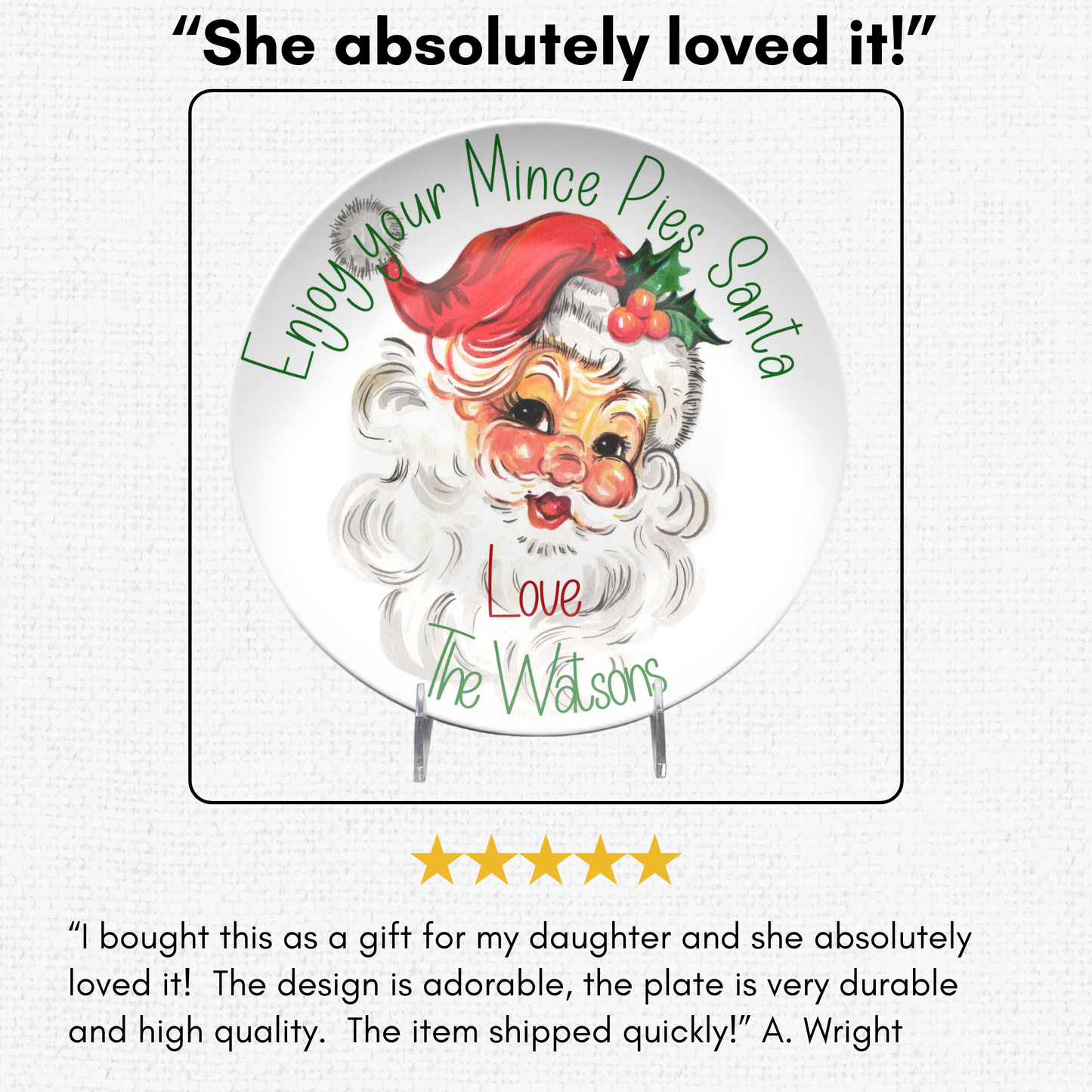 Personalized Santa & Rudolph Treat's Plate, "Treats For Santa And Rudolph", Santa Cookie Plate