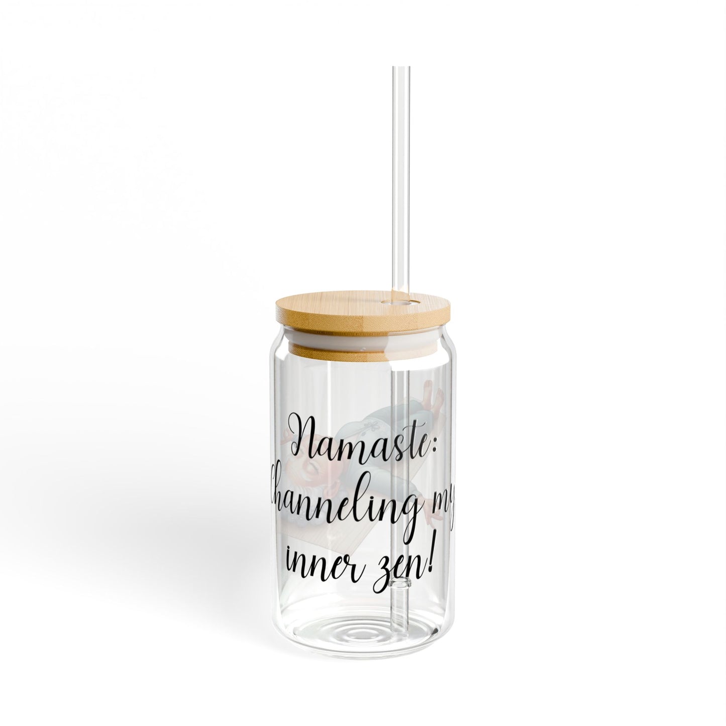 Our "Grandma Yoga" Collection Sipper Glass with Bamboo Lid and Tritan Straw!
