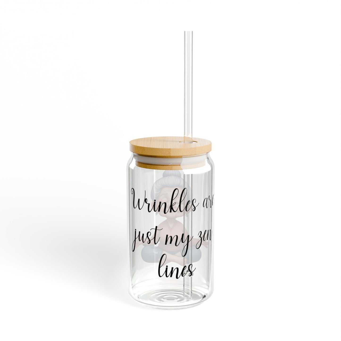 Our "Grandma Yoga" Collection Sipper Glass with Bamboo Lid and Tritan Straw!