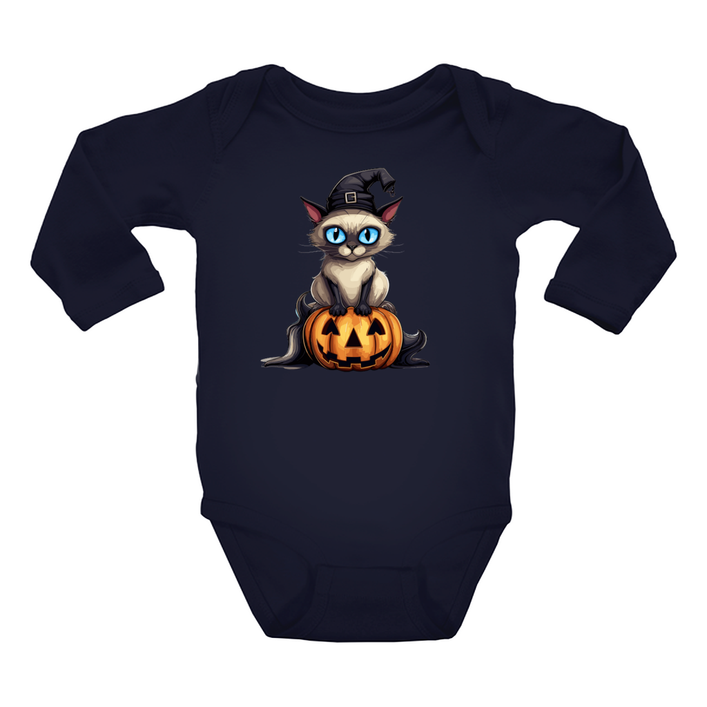 Infant Halloween Cat Long Sleeve Onesie