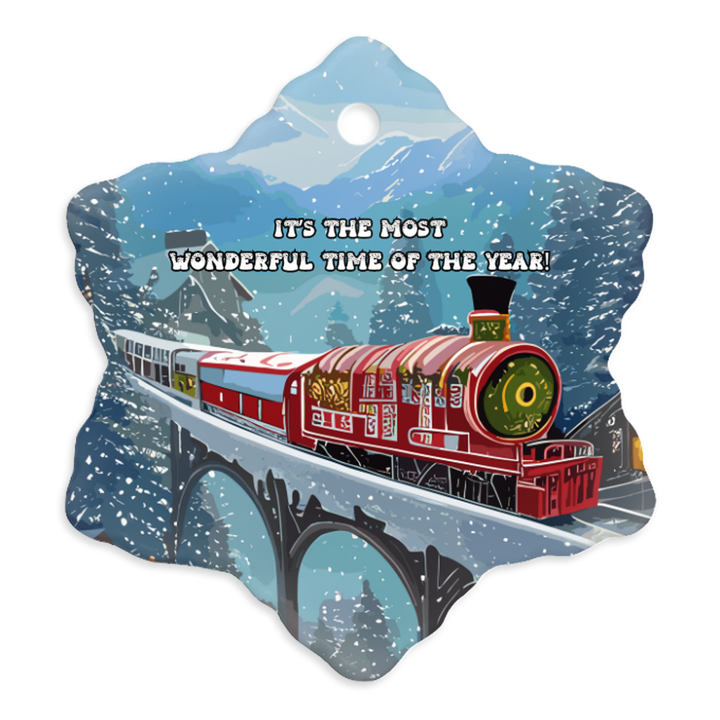 Radiant 3D Porcelain Christmas Train Ornament: Elegance in Every Detail for Your Holiday Joy!
