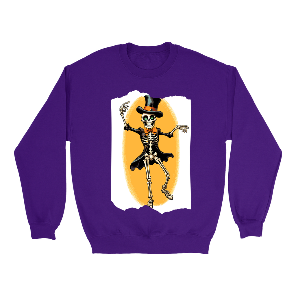 Explore our bewitching collection of Halloween sweatshirts, showcasing the mysterious allure of a dancing skeleton on the front.