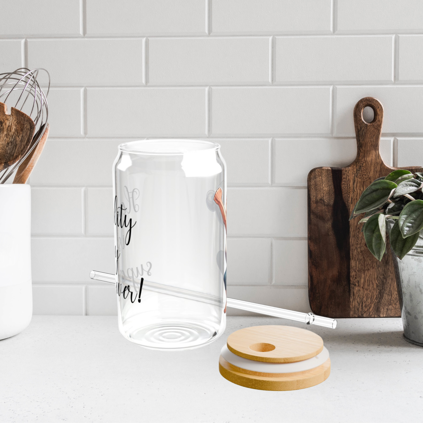 Our "Grandma Yoga" Collection Sipper Glass with Bamboo Lid and Tritan Straw!