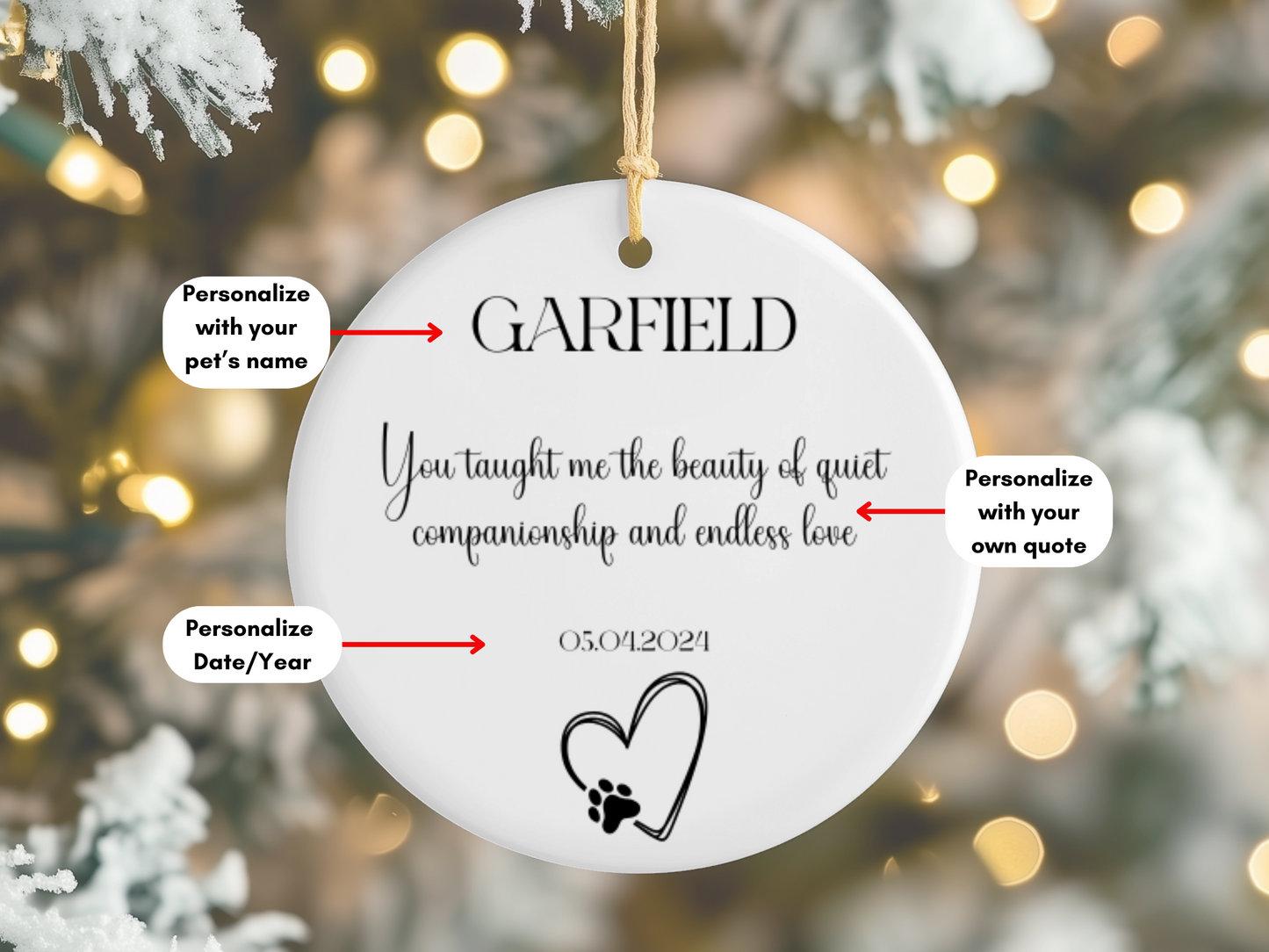 Personalized Pet Memorial Portrait Ornament, Memorial Gift For Loss Of Cat, Christmas Ornament Sympathy Gift, Forever Loved Remembrance Gift