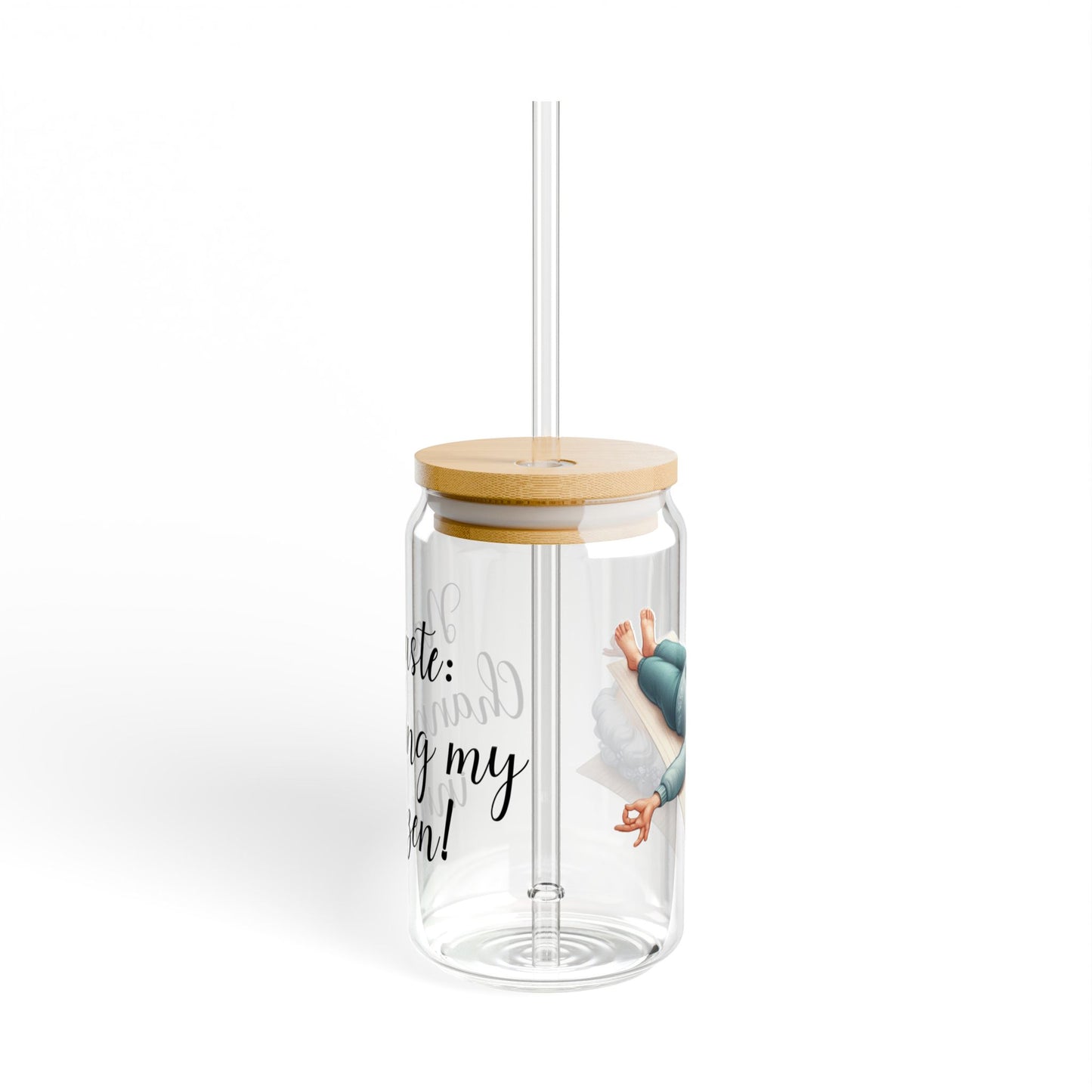 Our "Grandma Yoga" Collection Sipper Glass with Bamboo Lid and Tritan Straw!