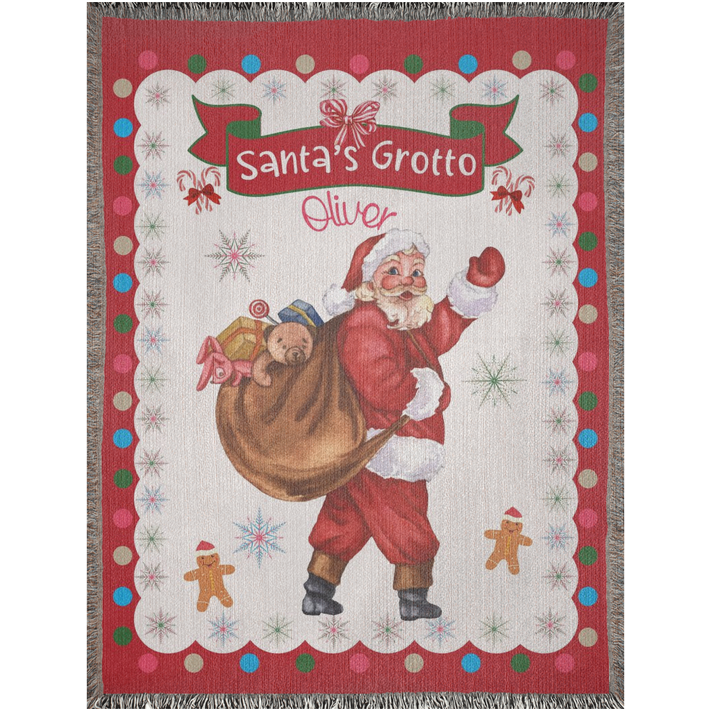 Personalized Custom Jacquard Woven Children’s Christmas Luxurious Blanket, Personalized Santa's Grotto Keepsake Throw, Stocking Filler to Capture Special Moments