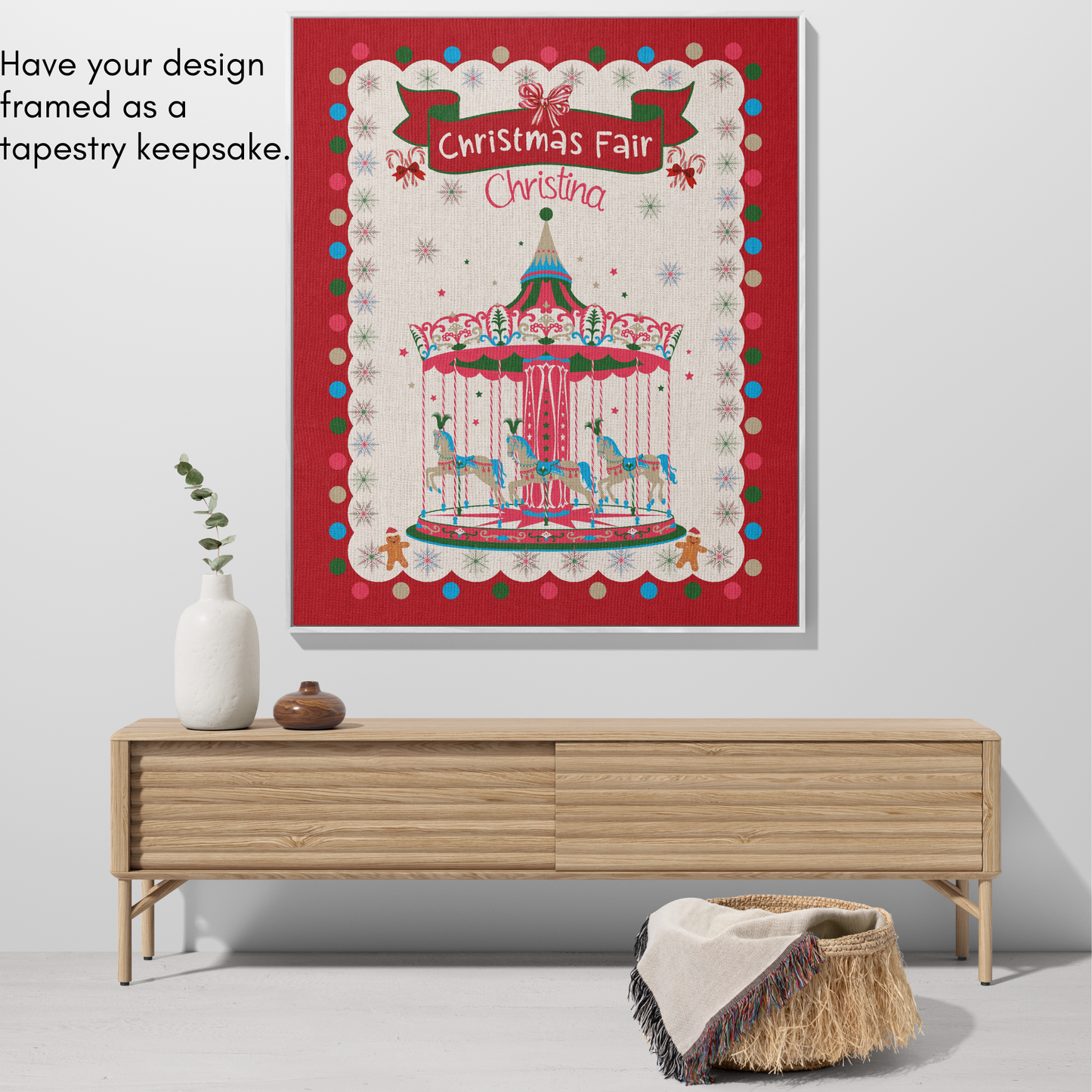 Personalized Custom Jacquard Woven Children’s Christmas Luxurious Blanket, Personalized Carousel Keepsake Throw, Stocking Filler to capture Special Moments