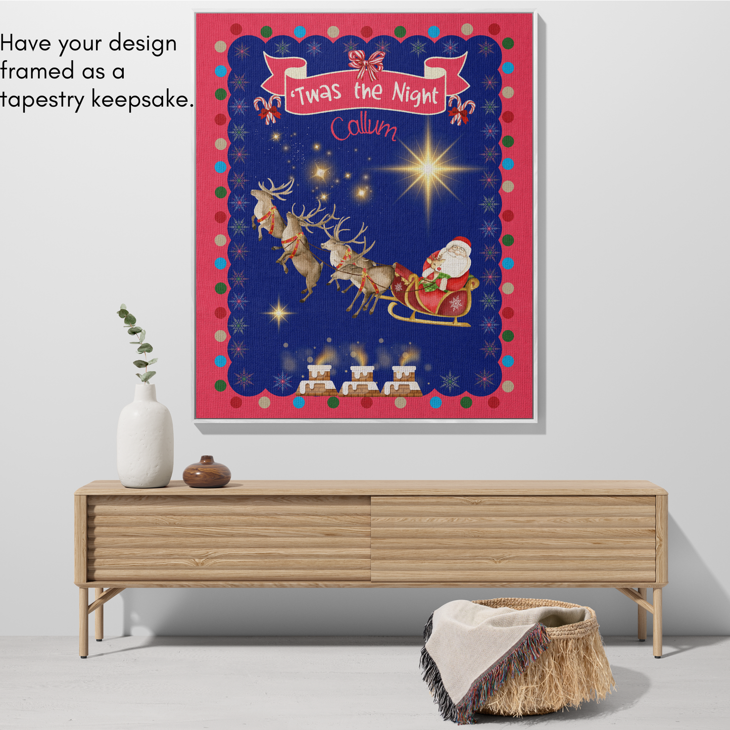 Personalized Custom Jacquard Woven Children’s Christmas Luxurious Blanket, Personalized Santa's Sleigh Ride Keepsake Throw, Stocking Filler to Capture Special Moments