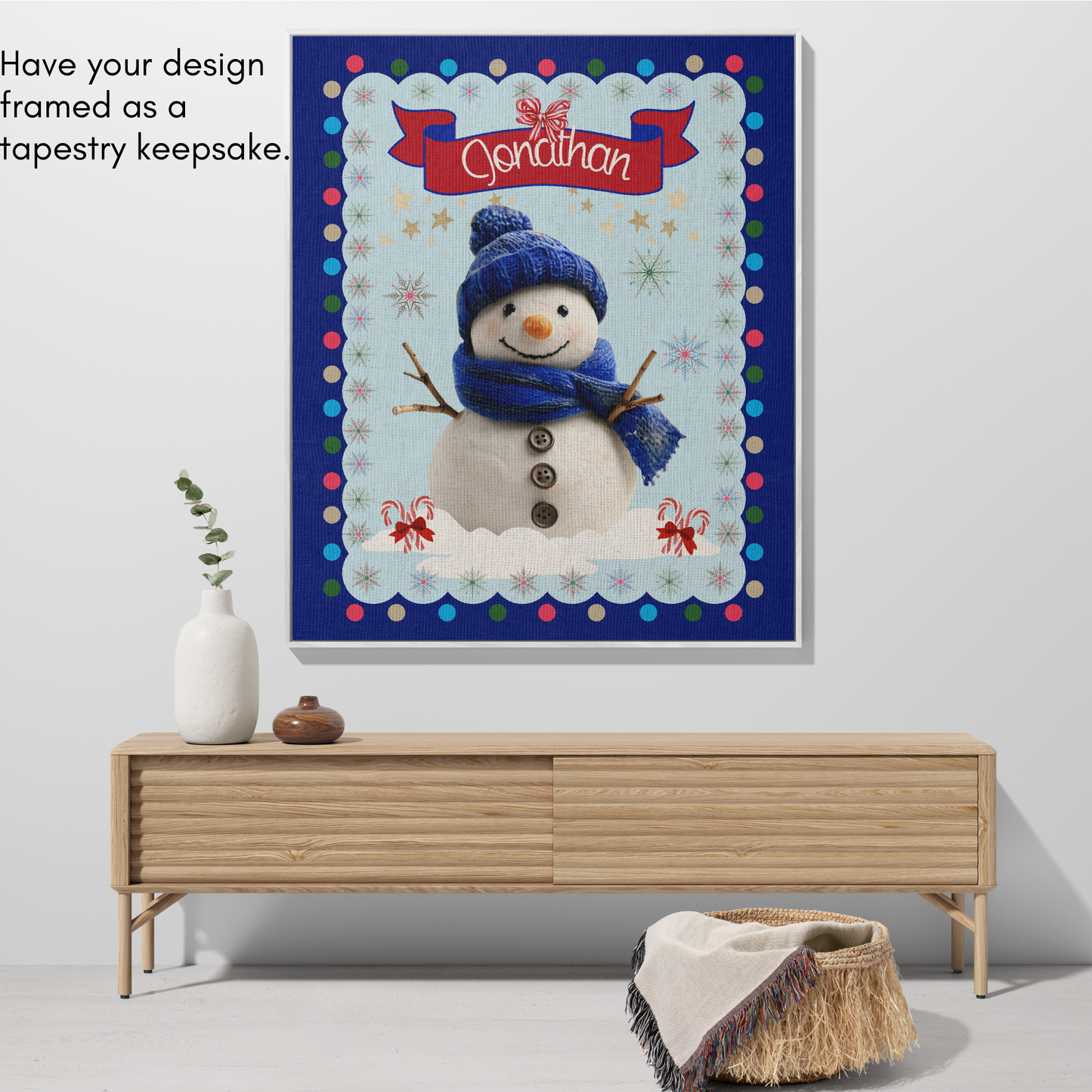 Personalized Custom Jacquard Woven Children’s Christmas Luxurious Blanket, Personalized Christmas Snowman Keepsake Throw, Stocking Filler to Capture Special Moments