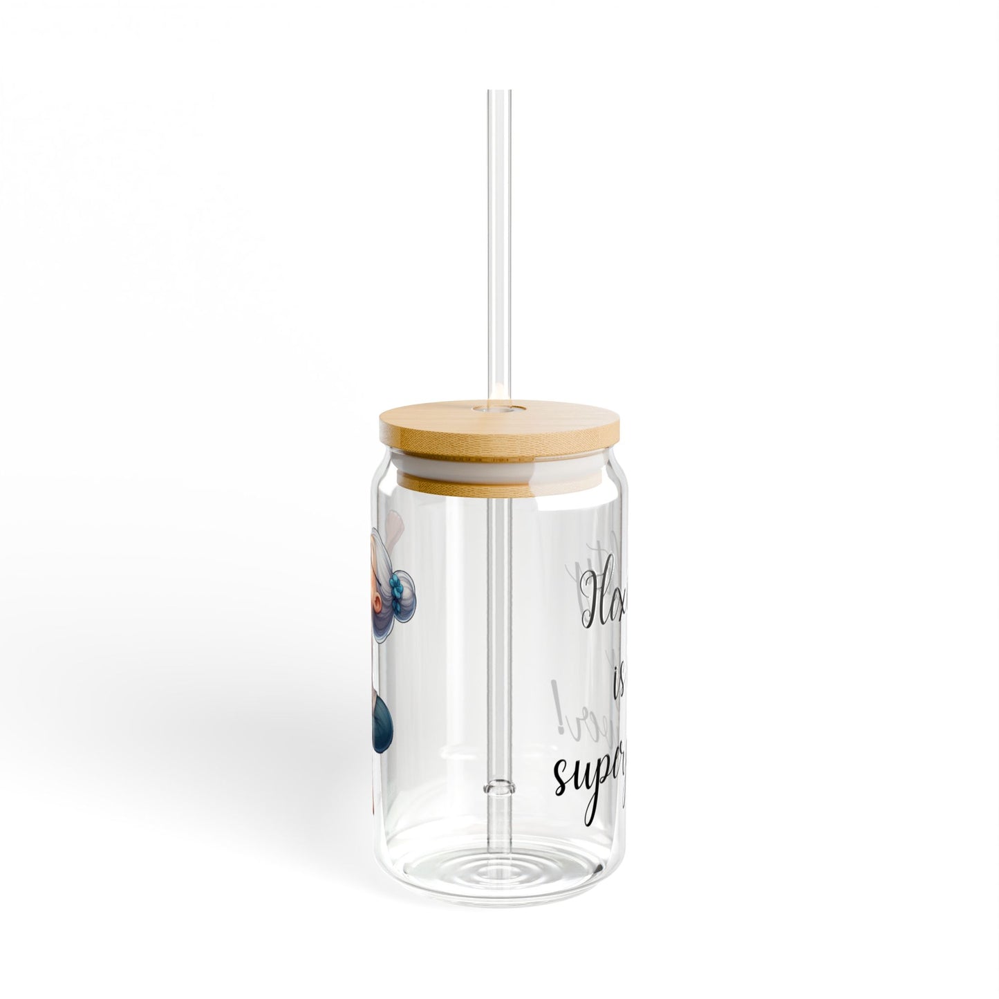 Our "Grandma Yoga" Collection Sipper Glass with Bamboo Lid and Tritan Straw!