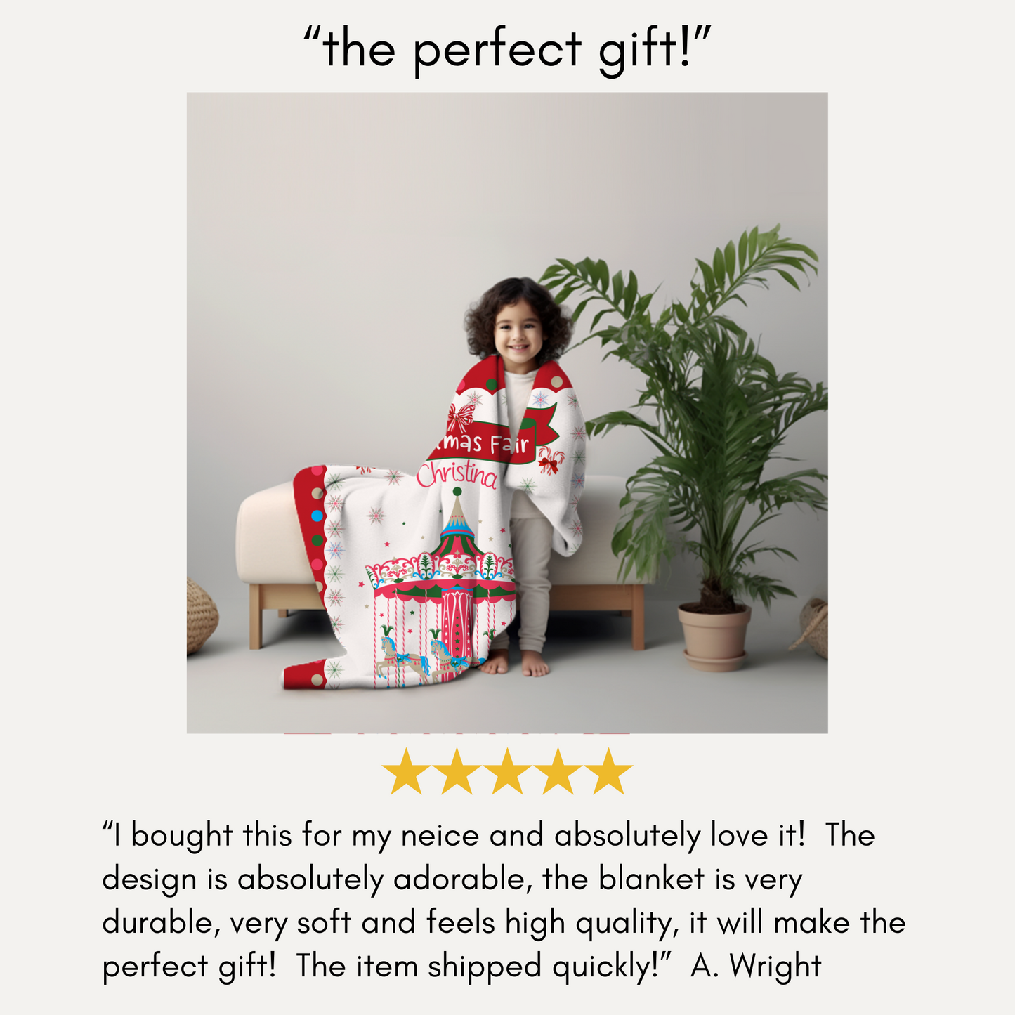 Personalized Children’s Christmas Fireplace Plush Minky Blanket, Soft Minky Baby Blanket, 30x40”, 50x60”, 60x80” Kids Throw Blanket.