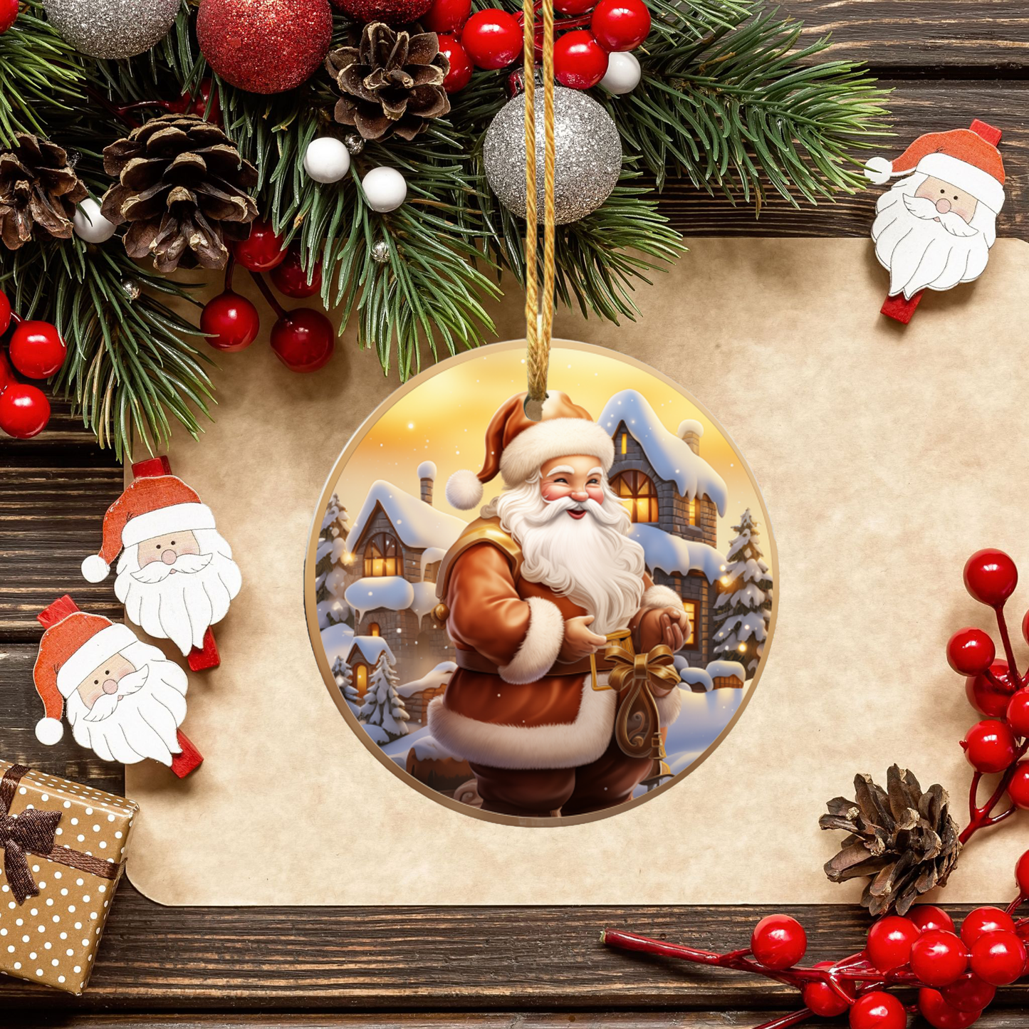 Radiant 3D Porcelain Christmas Ornament: Elegance in Every Detail for Your Holiday Joy!