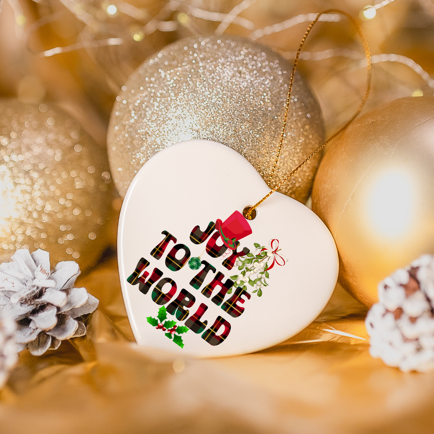 Exquisite Christmas Porcelain Ornaments with “Joy to the world”; a stunning addition to your holiday decor.
