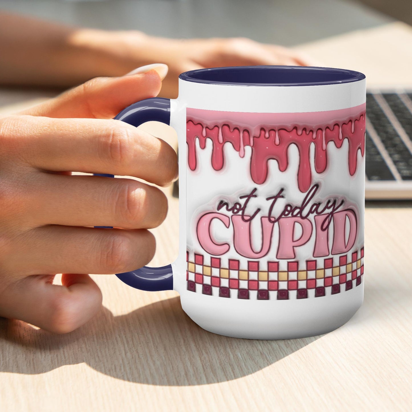 Love Unleashed: Not Today Cupid Valentine's Two-Tone Mugs - A Symphony of Colors on Glossy White Canvas, Sip Romance Daily!