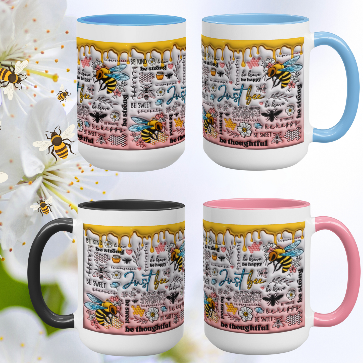 Buzzing with Inspiration: Inflated Bee-Themed Inspirational Mugs