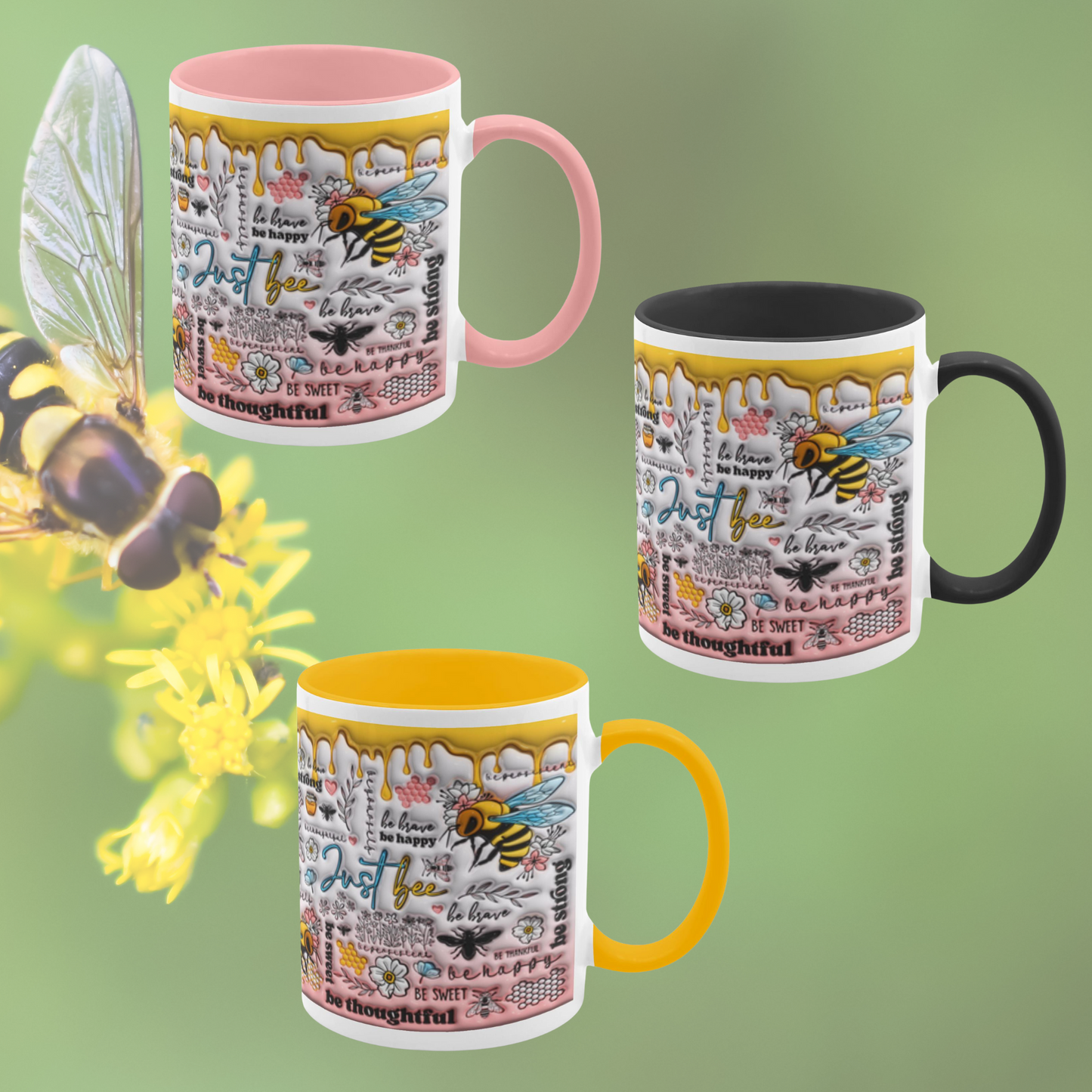 Buzzing with Inspiration: Inflated Bee-Themed Inspirational Mugs