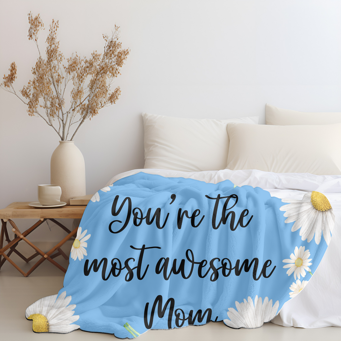 Embrace of Love: 2-in-1 The Custom and Personalized Daisy Blanket for Mom