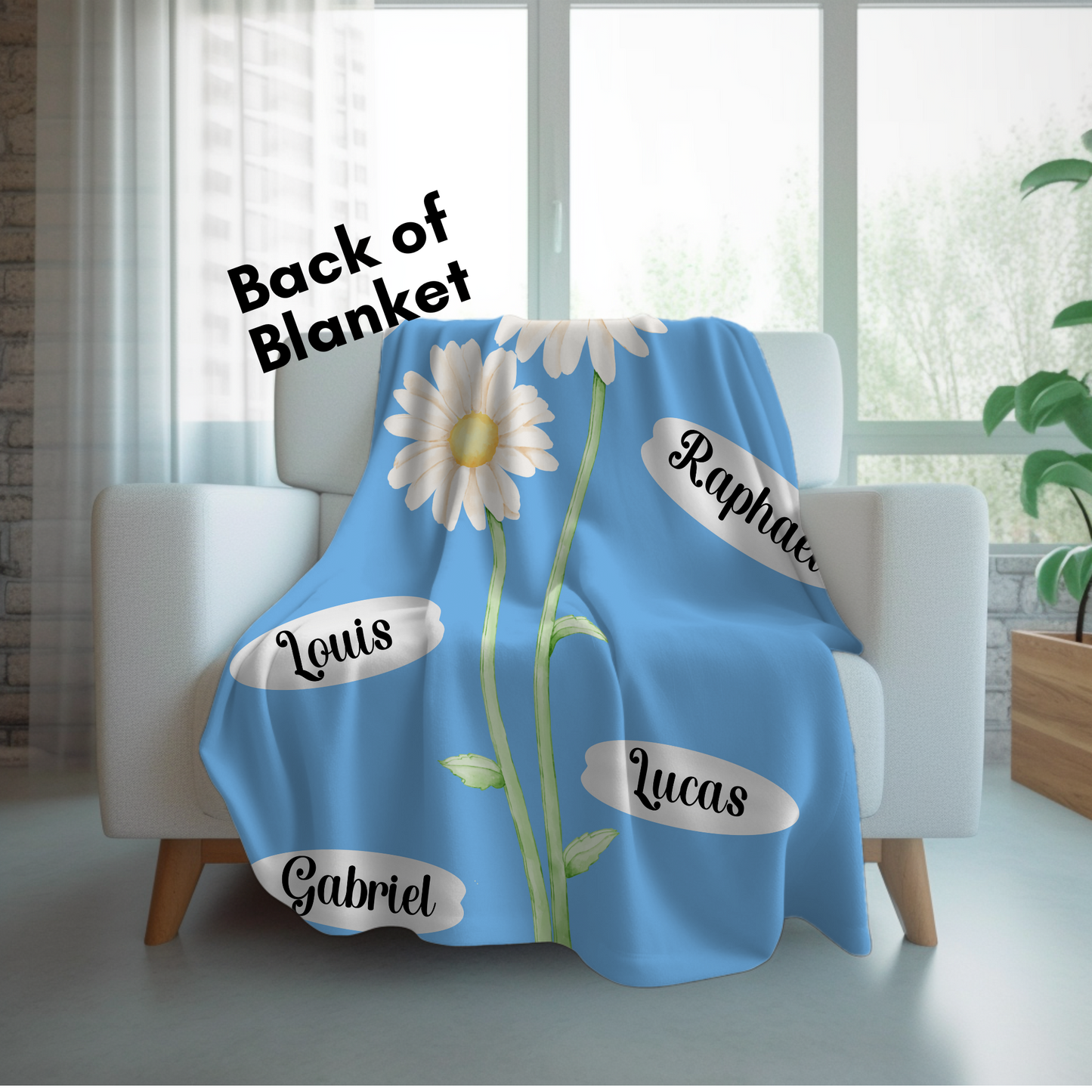 Embrace of Love: 2-in-1 The Custom and Personalized Daisy Blanket for Mom