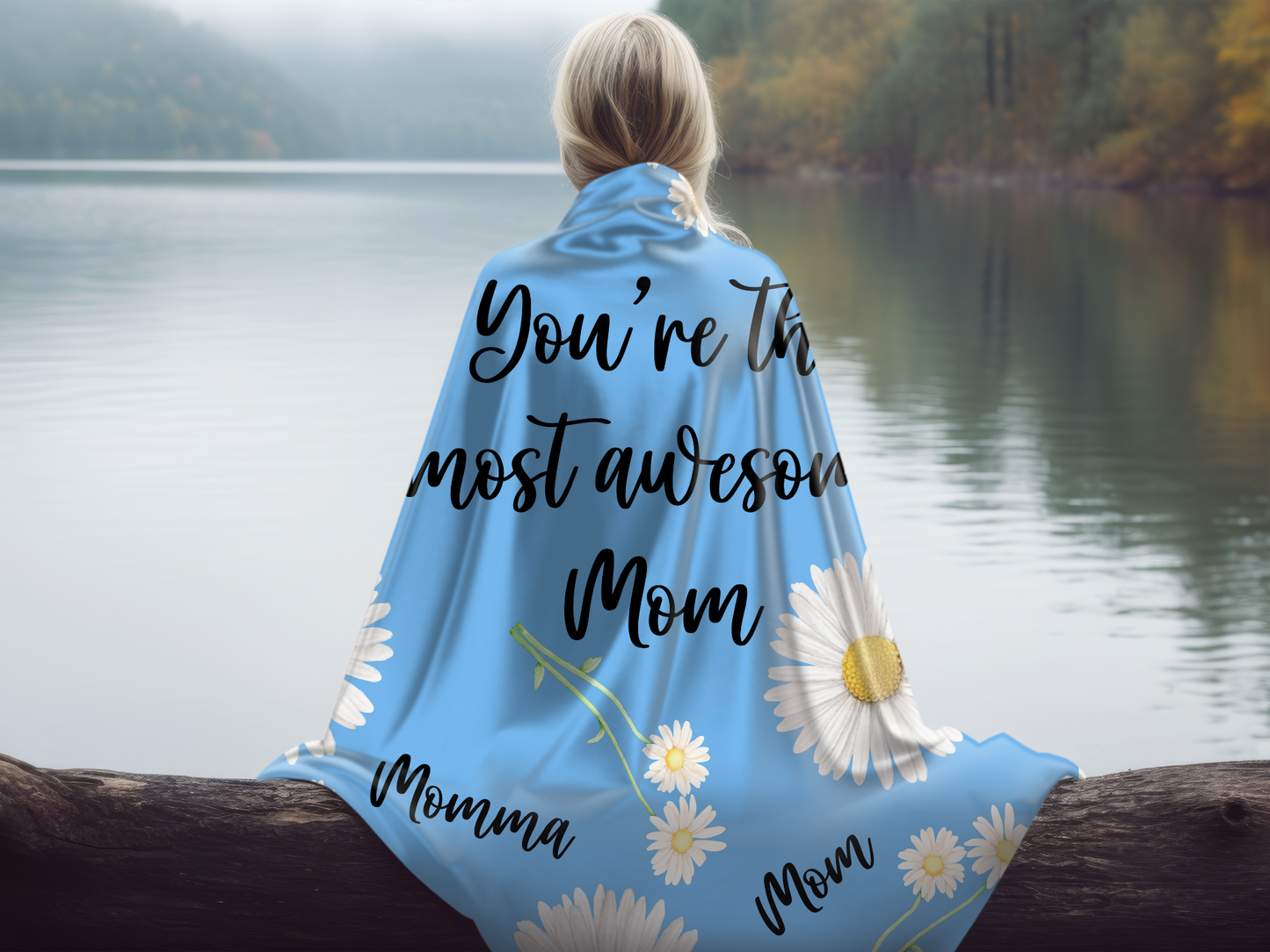 Embrace of Love: 2-in-1 The Custom and Personalized Daisy Blanket for Mom