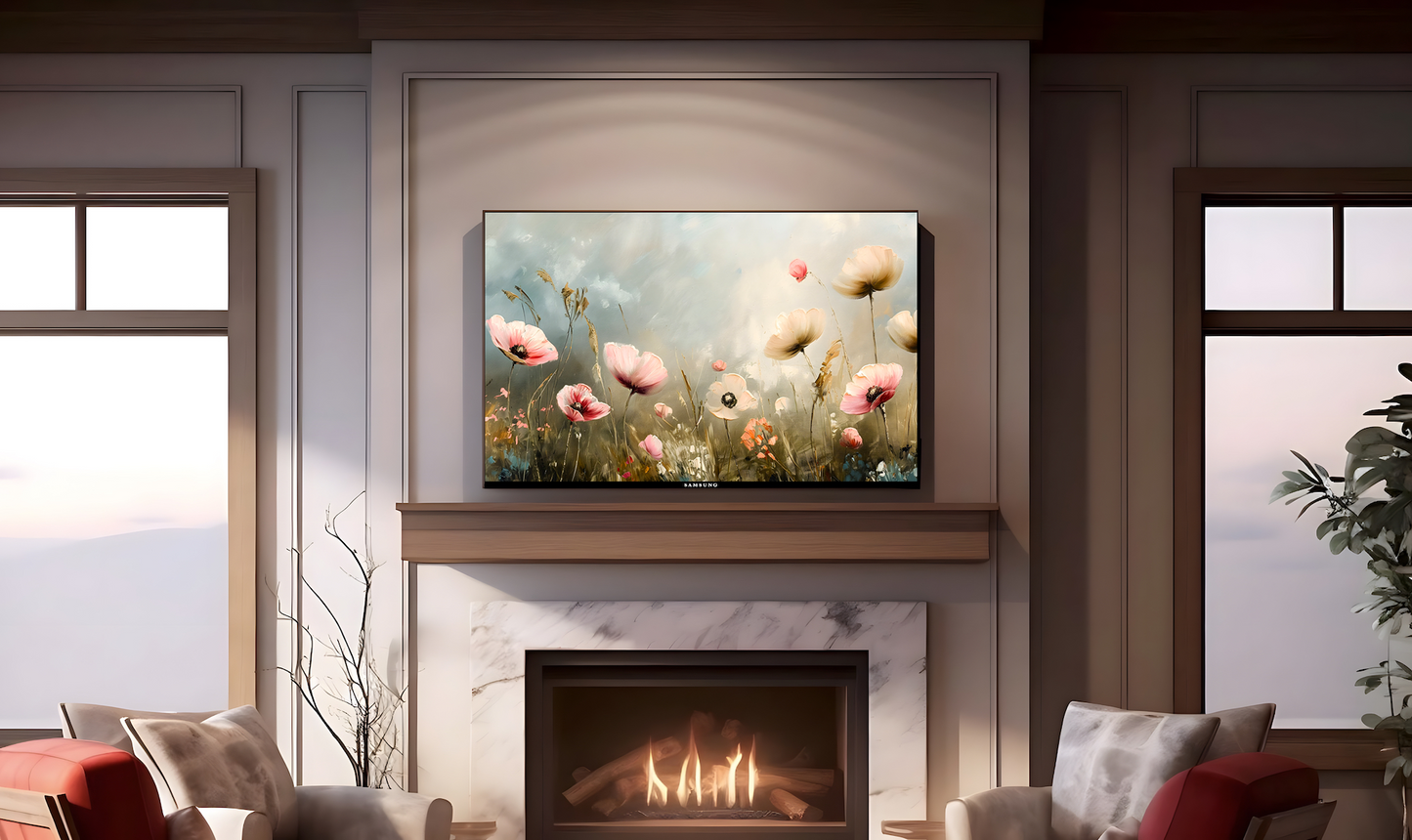 Vintage Vistas: Transform Your TV into a Textured Masterpiece. Frame TV Spring Art, Vintage Floral Digital Download Art File, Floral Fields TV Art, Summer Floral Art for Frame TV