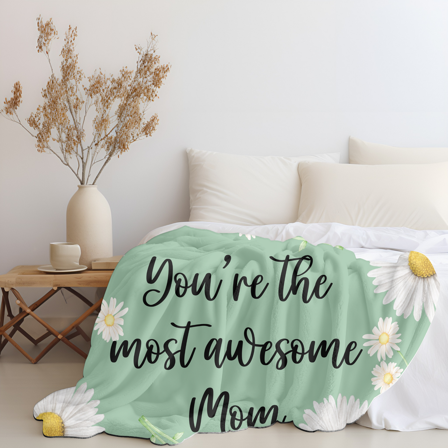 Embrace of Love: 2-in-1 The Custom and Personalized Daisy Blanket for Mom