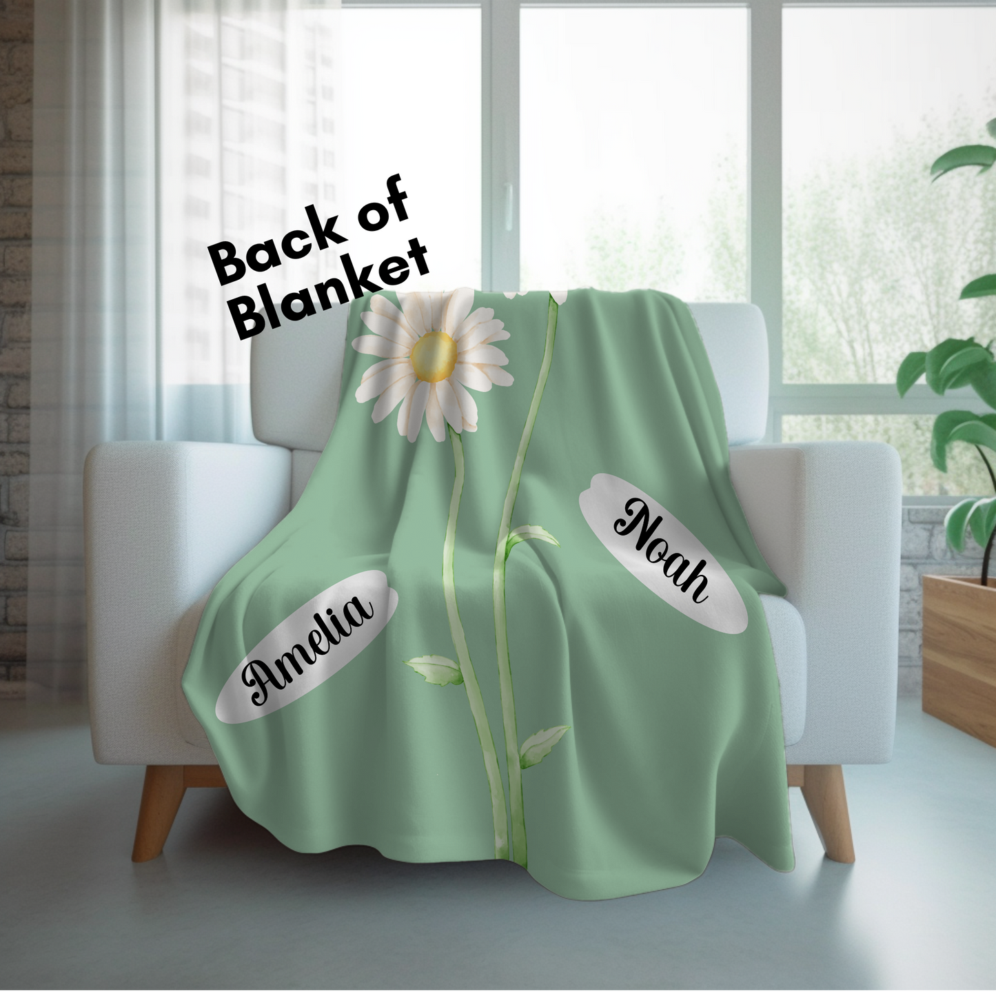 Embrace of Love: 2-in-1 The Custom and Personalized Daisy Blanket for Mom