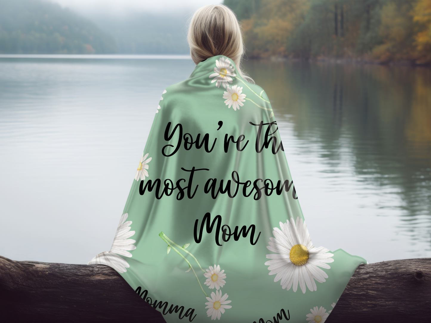 Embrace of Love: 2-in-1 The Custom and Personalized Daisy Blanket for Mom