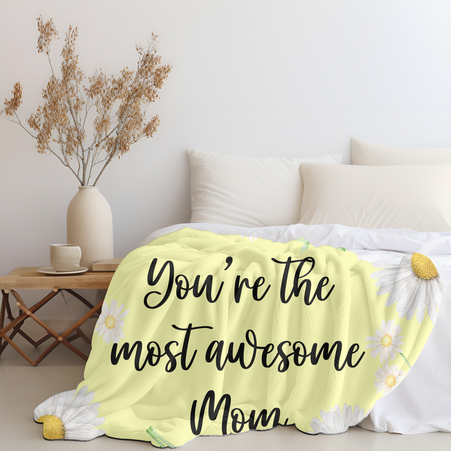 Embrace of Love: 2-in-1 The Custom and Personalized Daisy Blanket for Mom