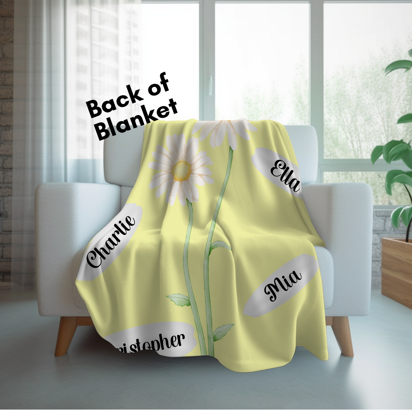 Embrace of Love: 2-in-1 The Custom and Personalized Daisy Blanket for Mom