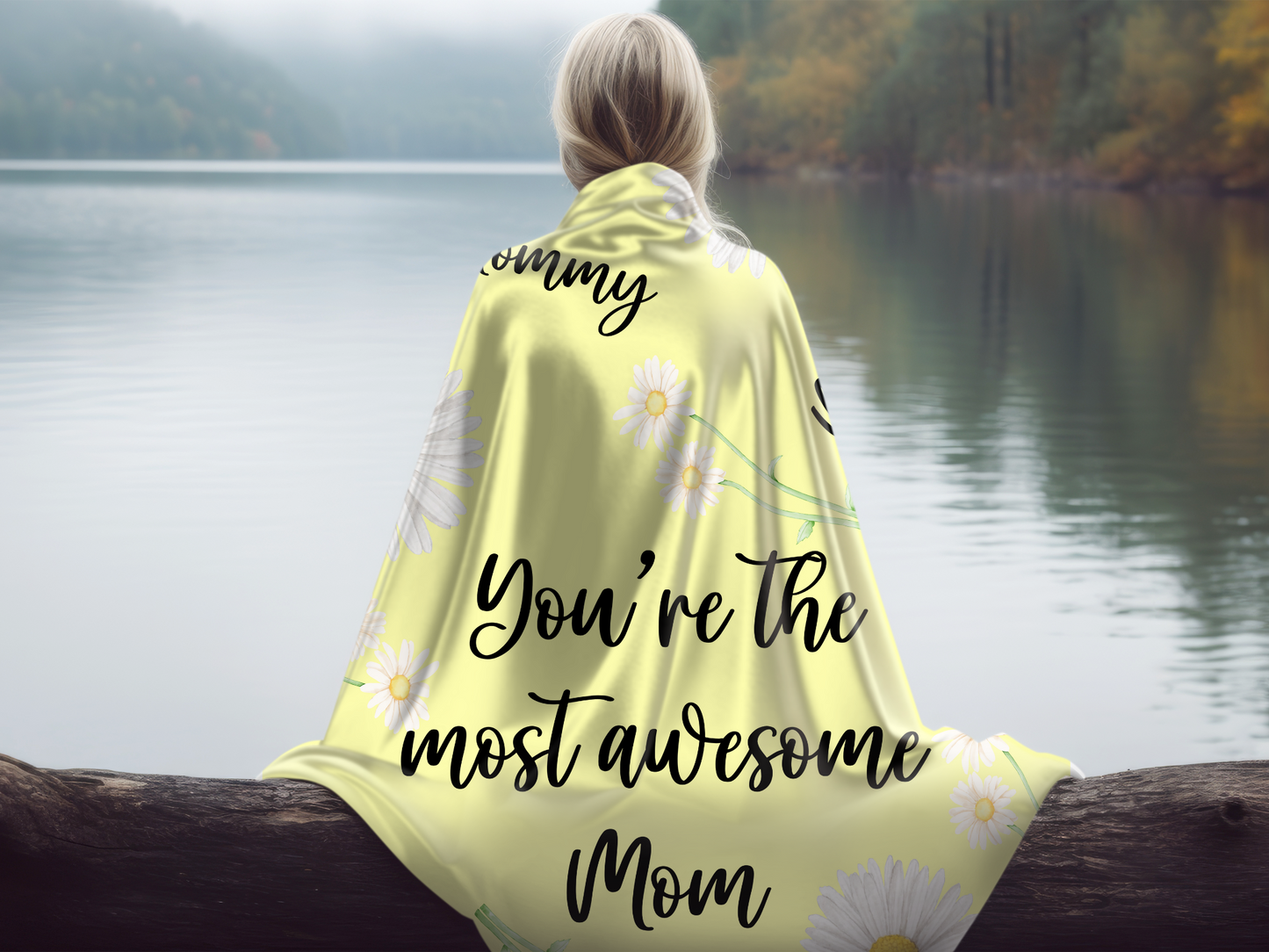 Embrace of Love: 2-in-1 The Custom and Personalized Daisy Blanket for Mom