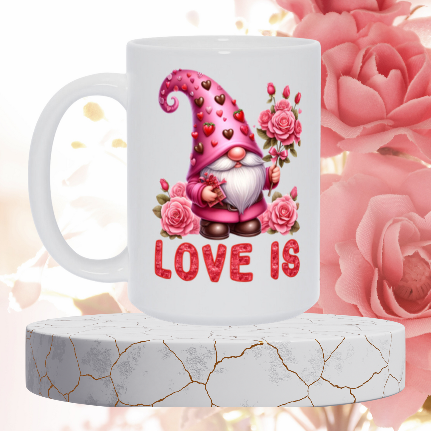 Radiant Romance: 'Love Is' Valentine's Day Mugs – Sip Love, Share Joy. Dishwasher and Microwave Safe. 11oz & 15oz Sizes. Double-Sided Design
