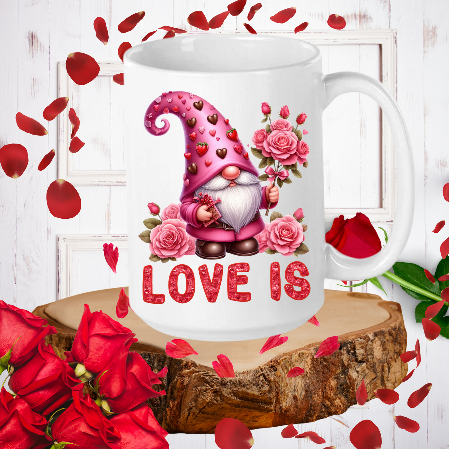 Radiant Romance: 'Love Is' Valentine's Day Mugs – Sip Love, Share Joy. Dishwasher and Microwave Safe. 11oz & 15oz Sizes. Double-Sided Design