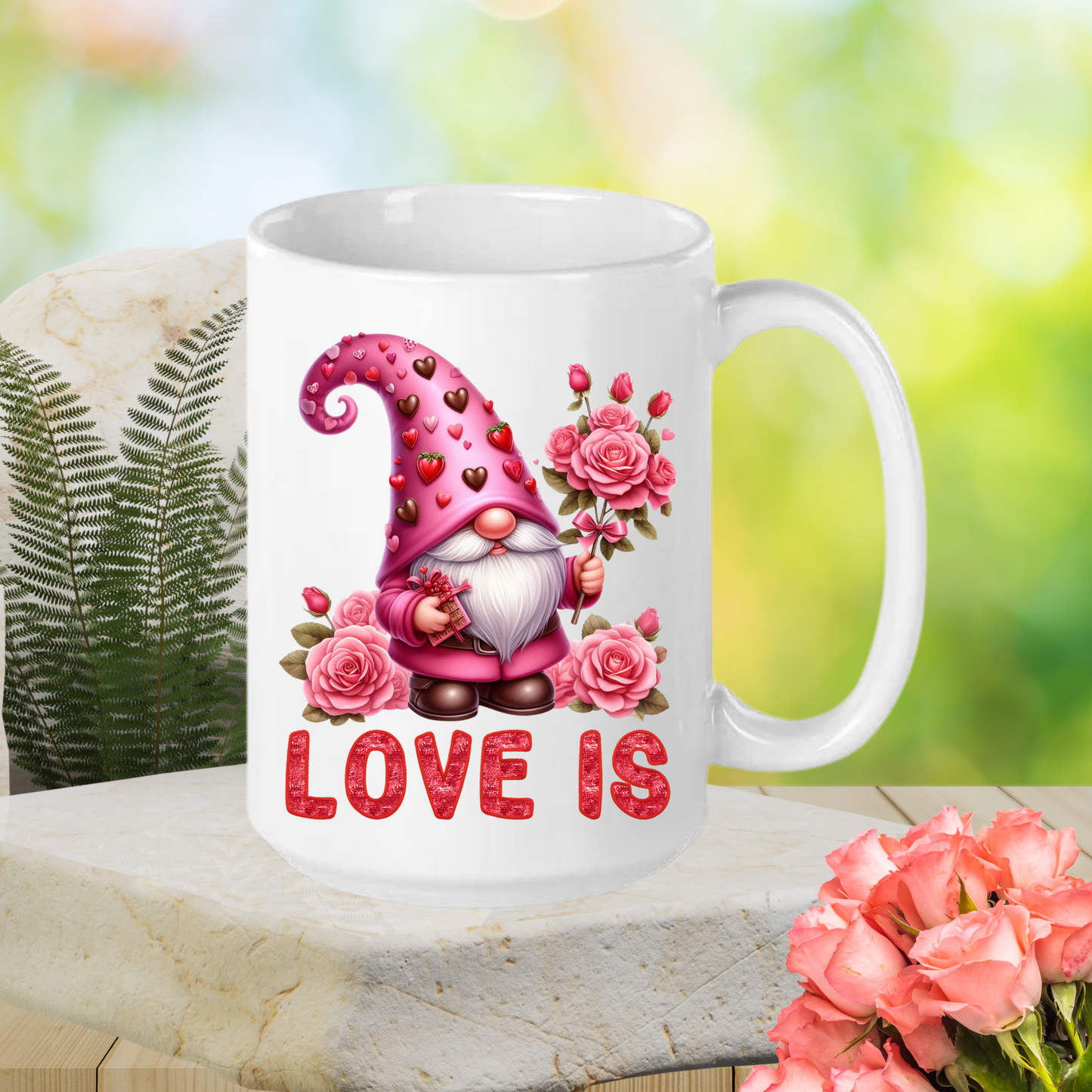 Radiant Romance: 'Love Is' Valentine's Day Mugs – Sip Love, Share Joy. Dishwasher and Microwave Safe. 11oz & 15oz Sizes. Double-Sided Design