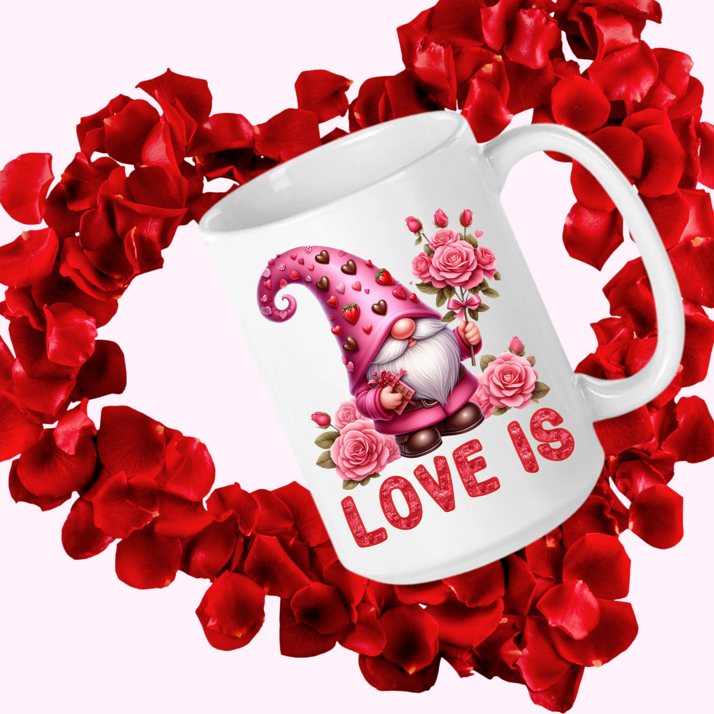 Radiant Romance: 'Love Is' Valentine's Day Mugs – Sip Love, Share Joy. Dishwasher and Microwave Safe. 11oz & 15oz Sizes. Double-Sided Design