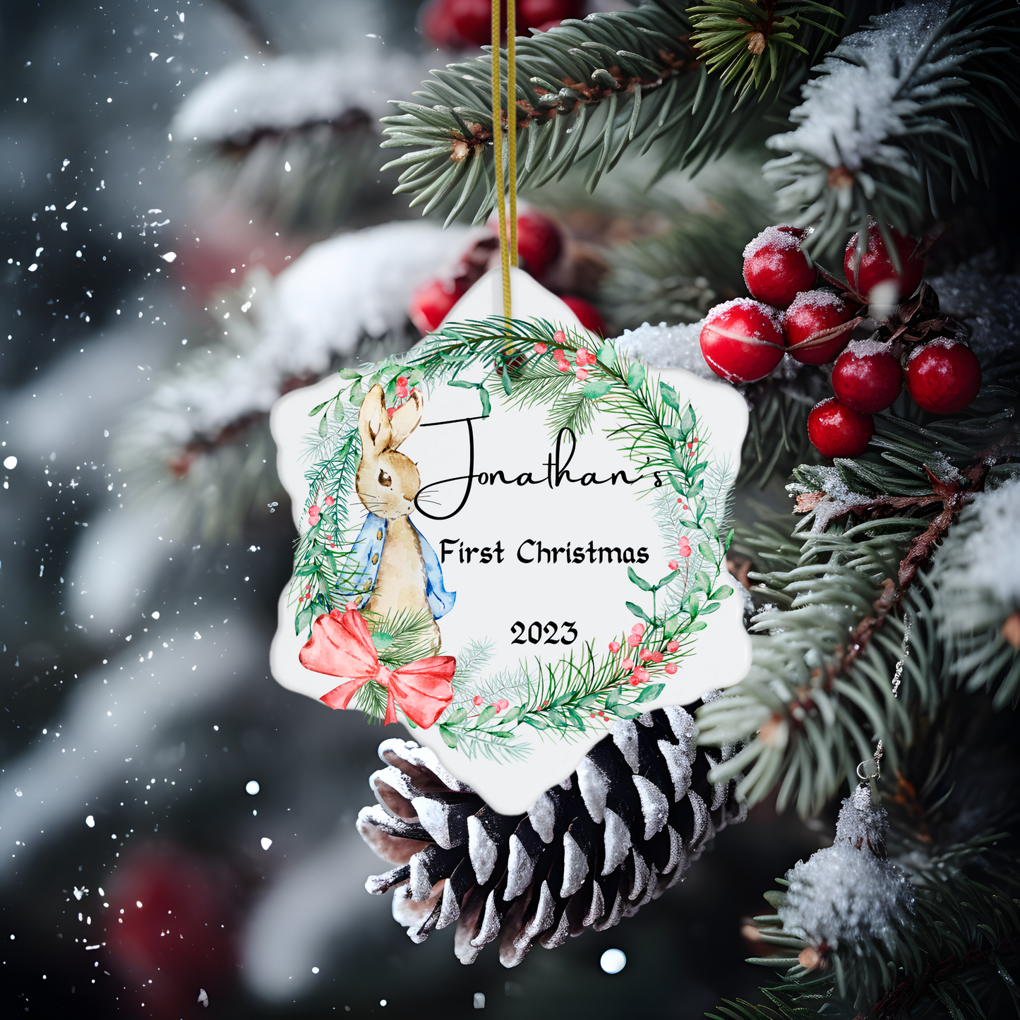 Personalized Baby's 1st Christmas Porcelain Ornament: Cherished Moments