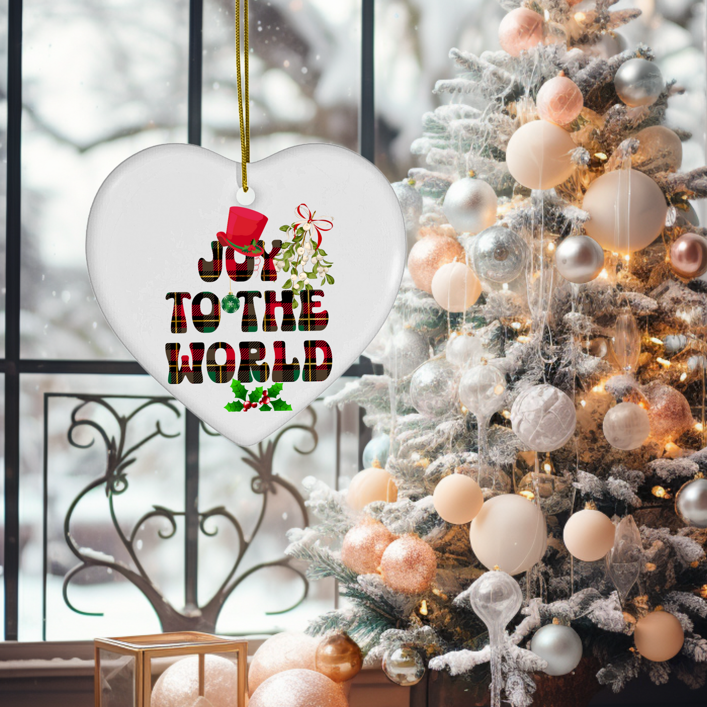Exquisite Christmas Porcelain Ornaments with “Joy to the world”; a stunning addition to your holiday decor.