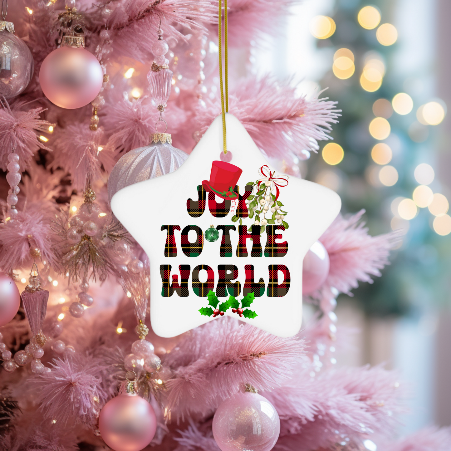 Exquisite Christmas Porcelain Ornaments with “Joy to the world”; a stunning addition to your holiday decor.