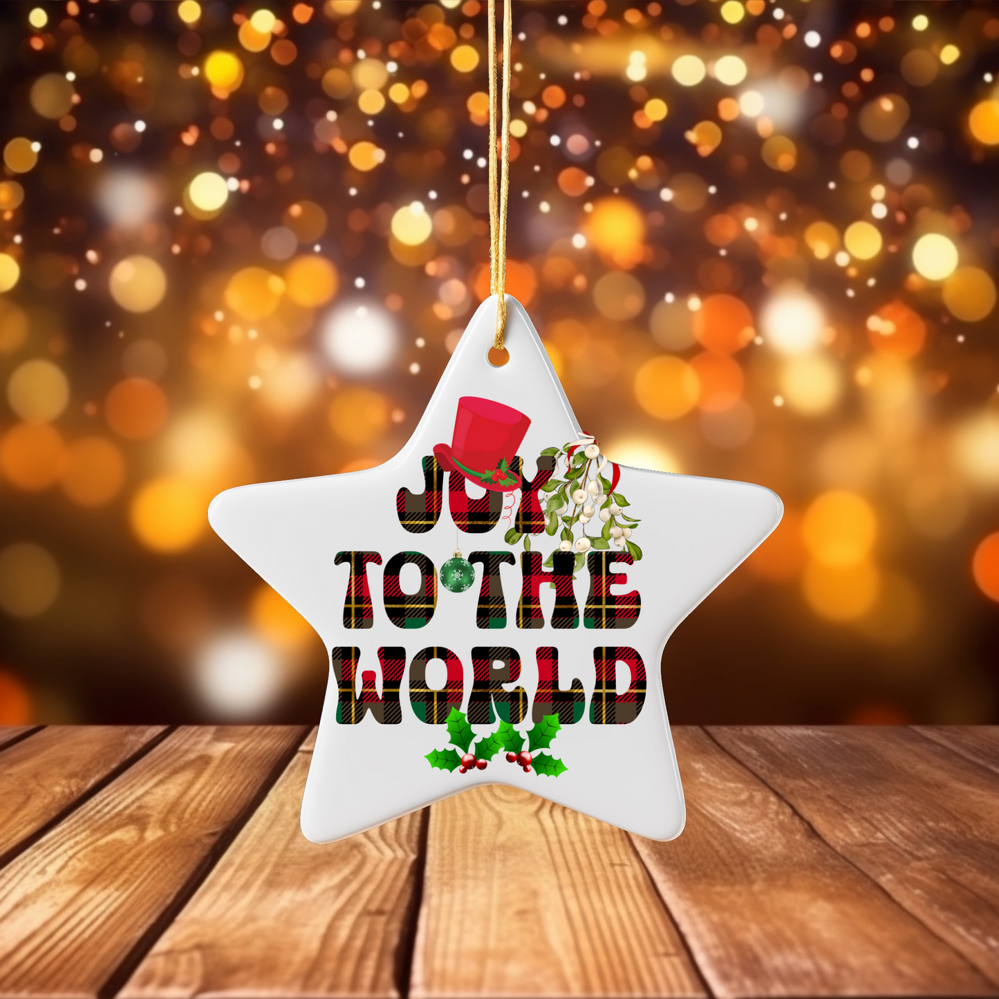 Exquisite Christmas Porcelain Ornaments with “Joy to the world”; a stunning addition to your holiday decor.