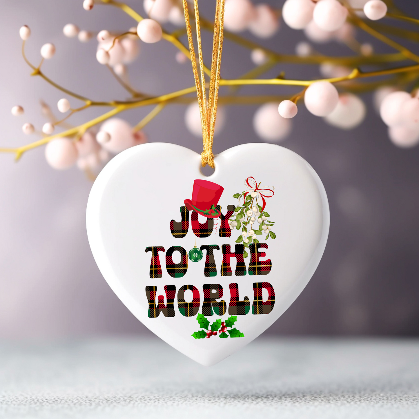 Exquisite Christmas Porcelain Ornaments with “Joy to the world”; a stunning addition to your holiday decor.