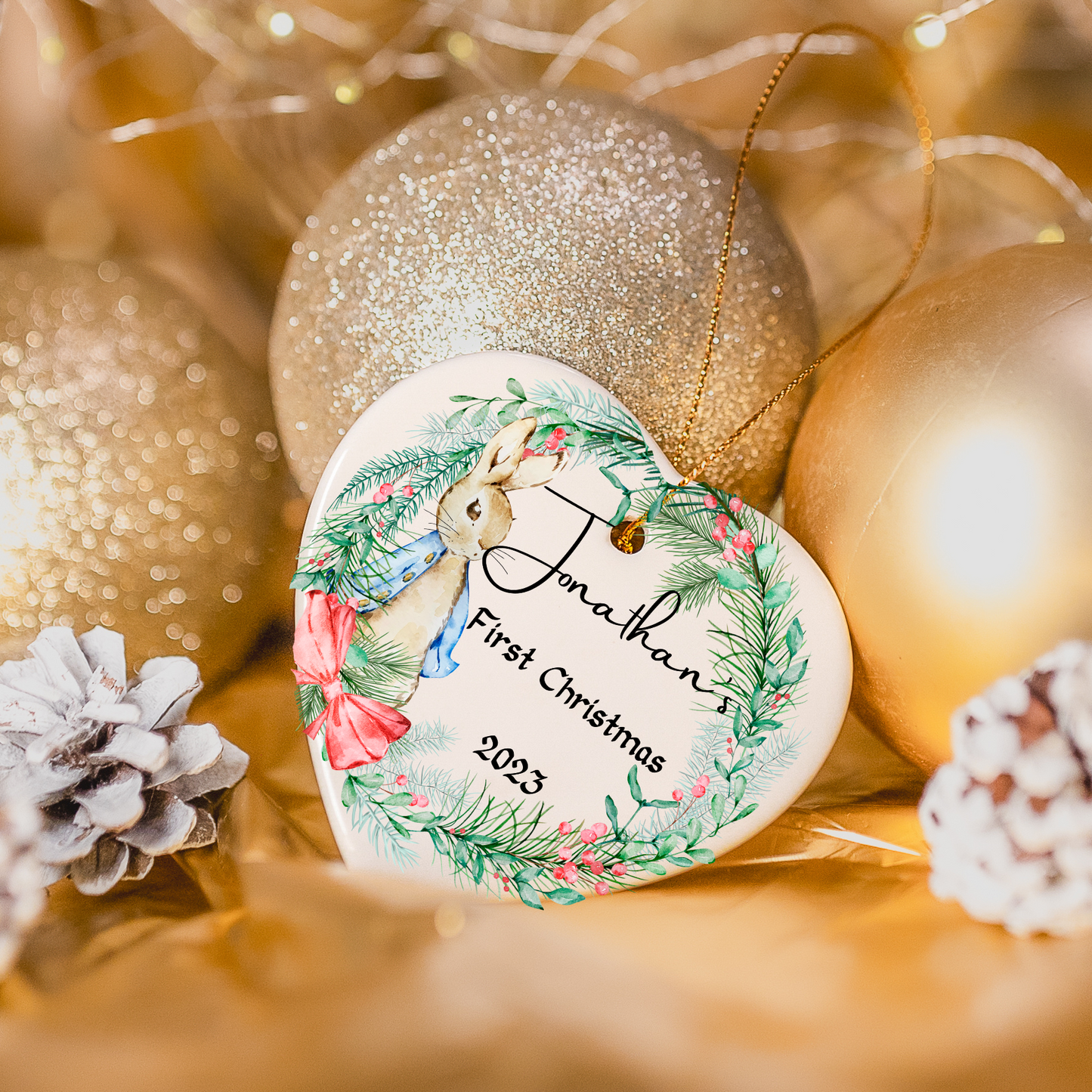 Personalized Baby's 1st Christmas Porcelain Ornament: Cherished Moments