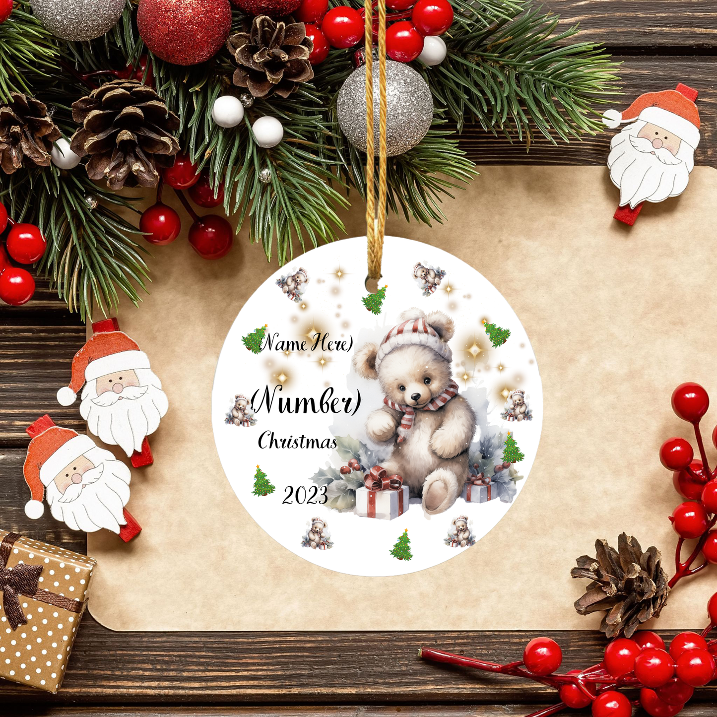 Customized Baby's 1st (or 2nd) Christmas Porcelain Ornament: Cherish Moments