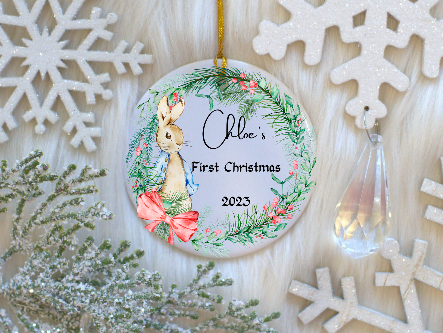 Personalized Baby's 1st Christmas Porcelain Ornament: Cherished Moments