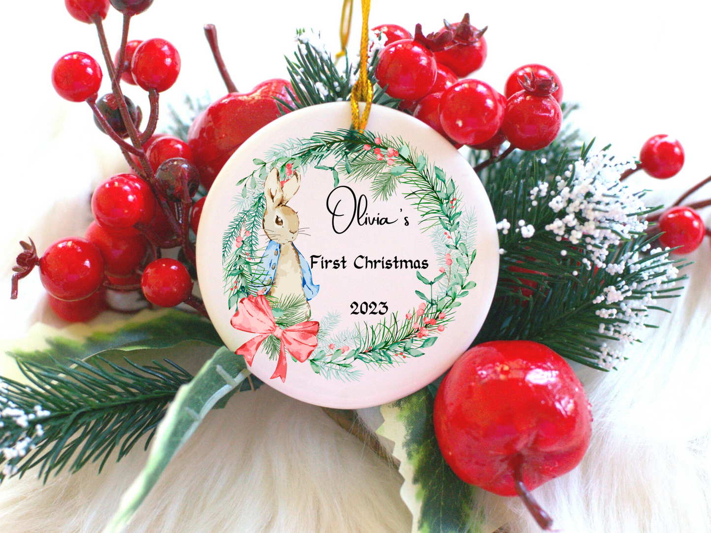 Personalized Baby's 1st Christmas Porcelain Ornament: Cherished Moments