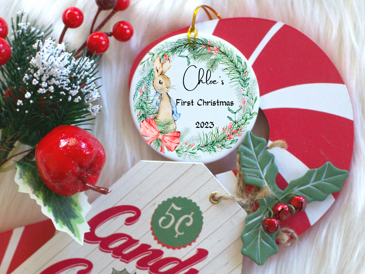Personalized Baby's 1st Christmas Porcelain Ornament: Cherished Moments