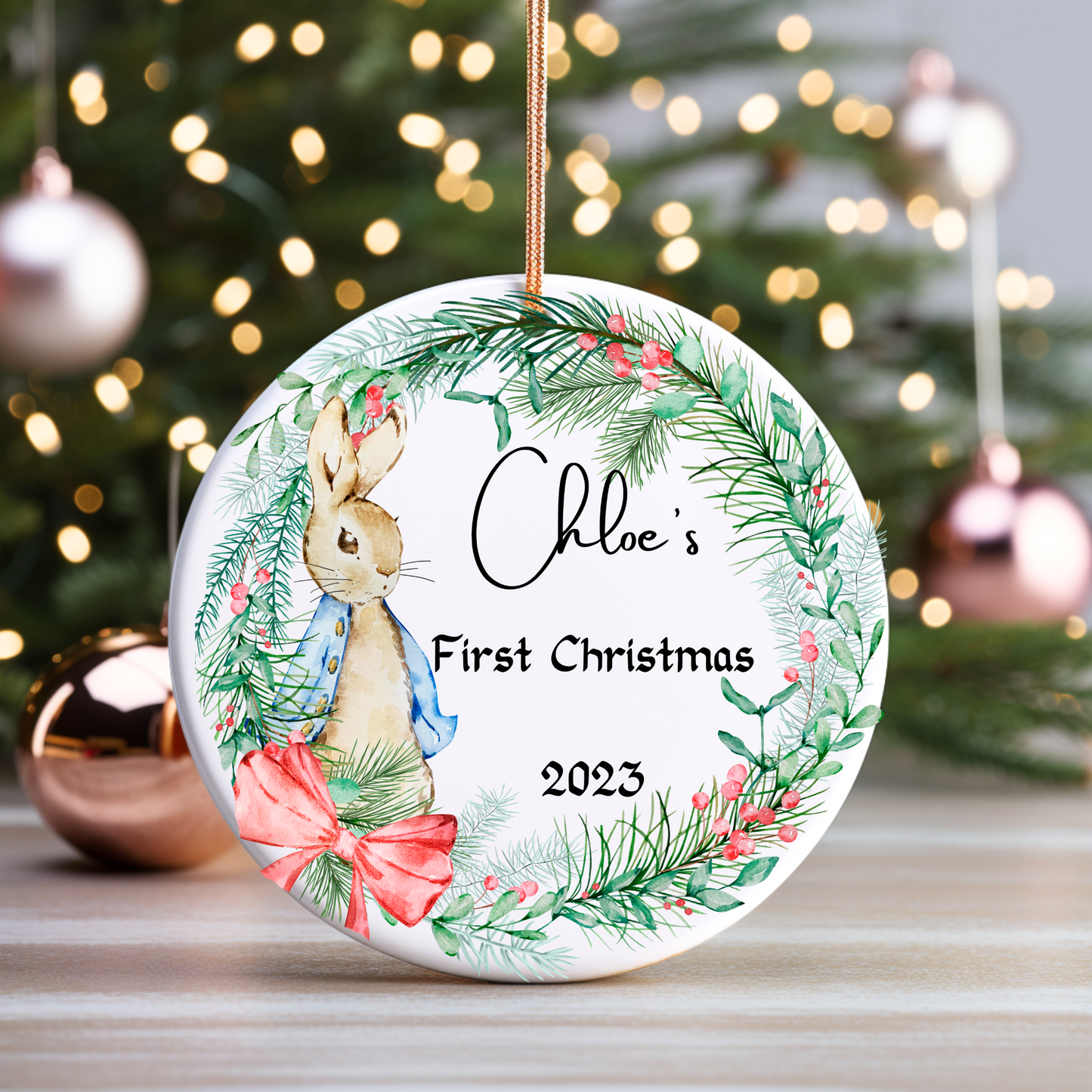 Personalized Baby's 1st Christmas Porcelain Ornament: Cherished Moments