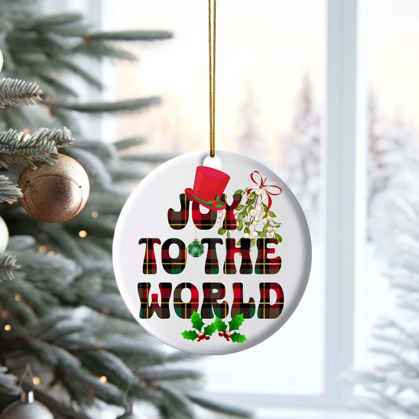Exquisite Christmas Porcelain Ornaments with “Joy to the world”; a stunning addition to your holiday decor.