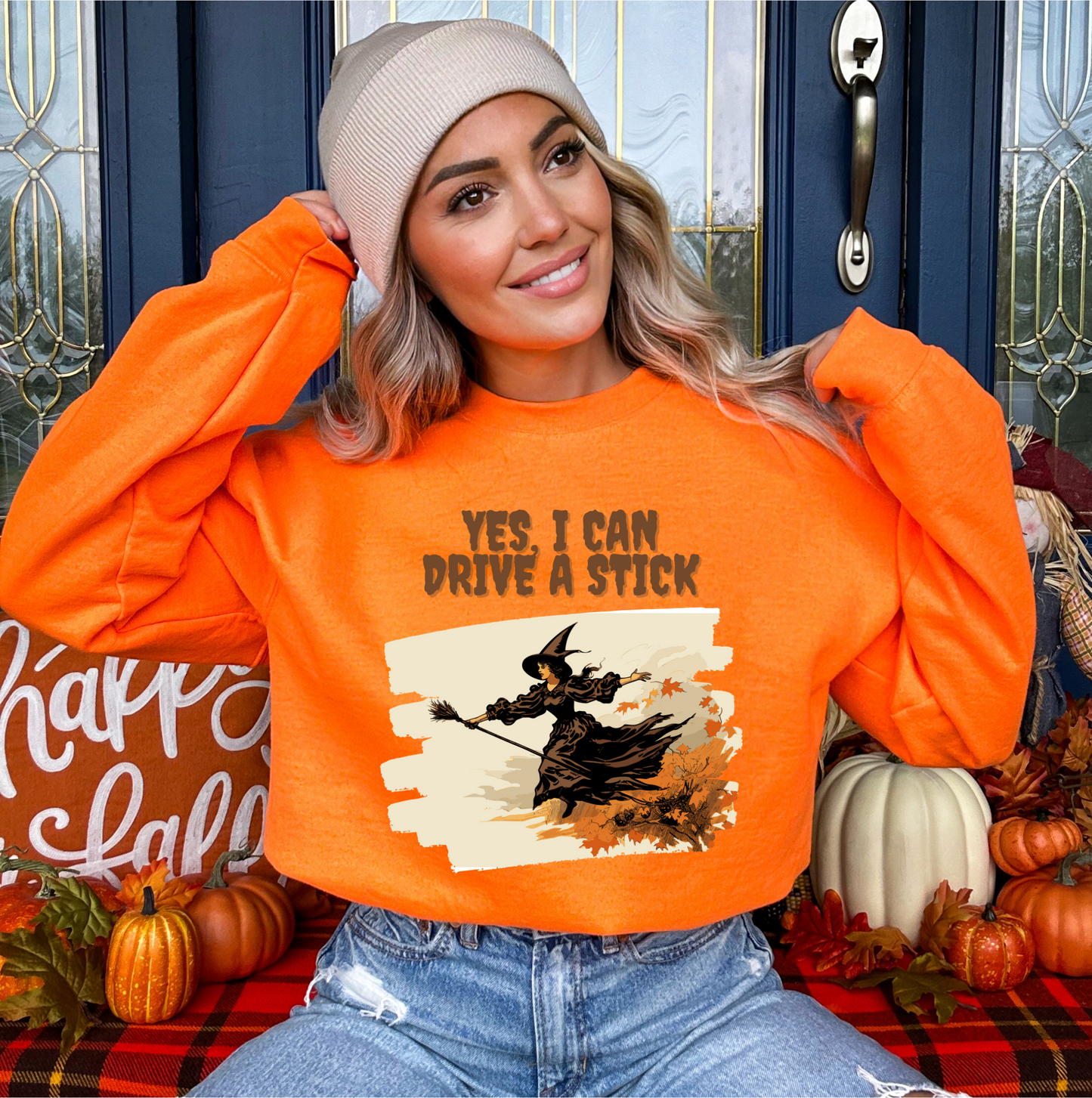 Explore our bewitching collection of Halloween sweatshirts, showcasing the mysterious allure of a witch on the front.